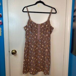 LIly Rose Brown and floral sleeveless dress